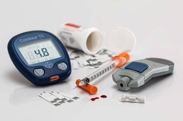 Medidor de azúcar en la sangre para la diabetes. 